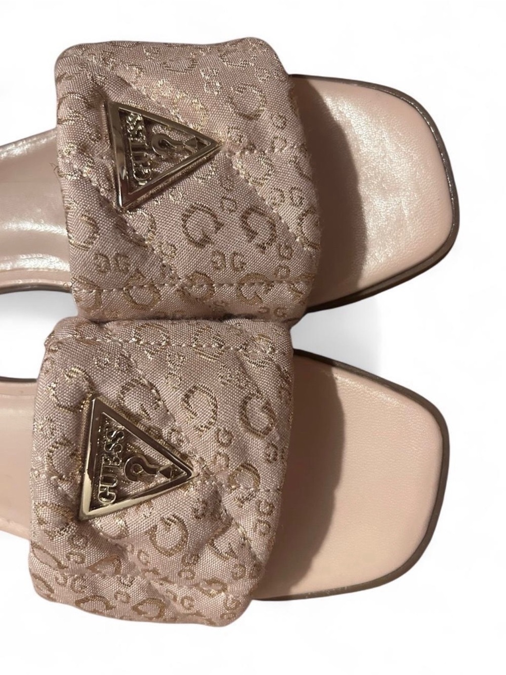 GUESS Blush Quilted Logo Slide Sandals